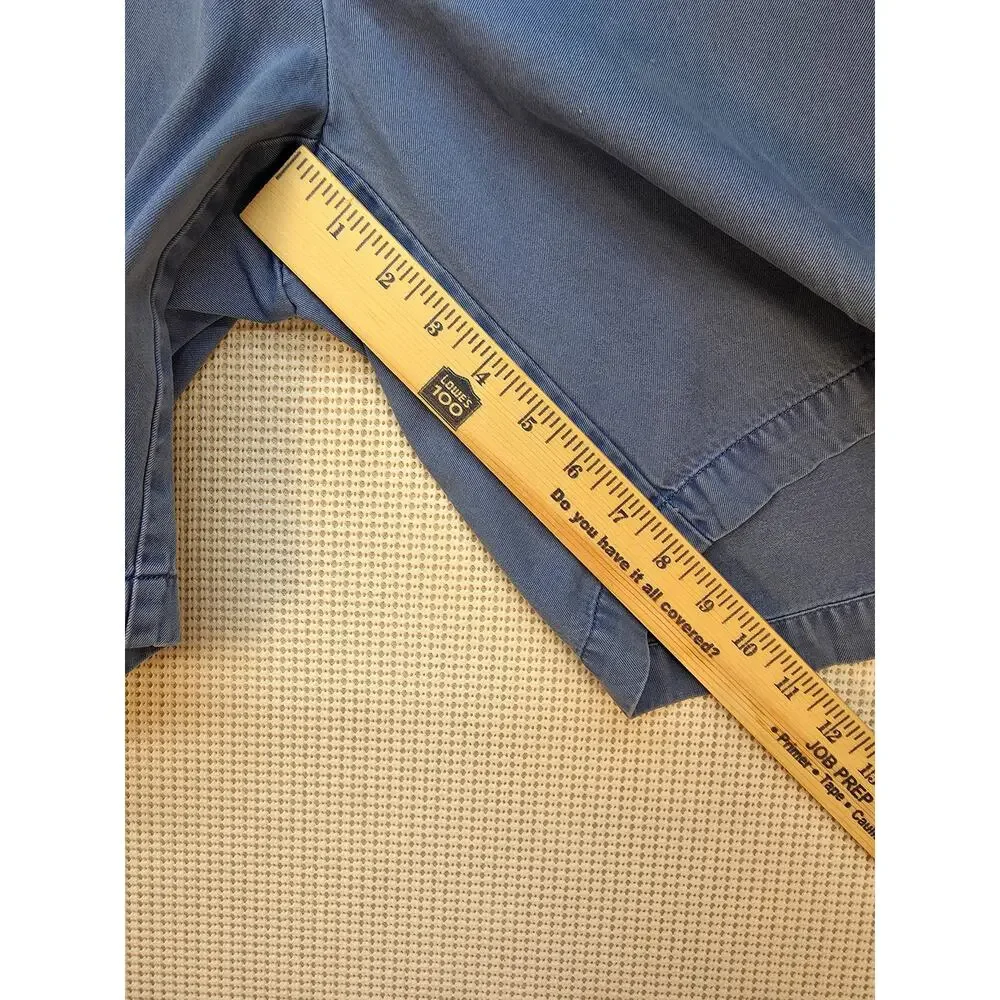 Peter Millar Men's Flat Front Chino Gold Shorts Size 42 Blue Washed Twill Casual